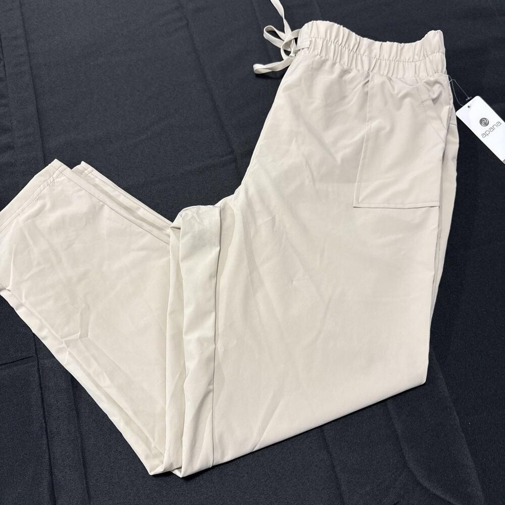 Apana NWT Women's XL Lightweight Yoga Elastic Waist Pants Color: Silver Lining